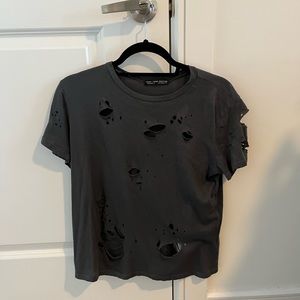 Rock Rose Couture Dark Grey Distressed Tshirt. Fits like a small